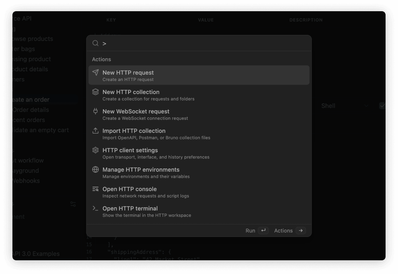 Command Palette in command mode
